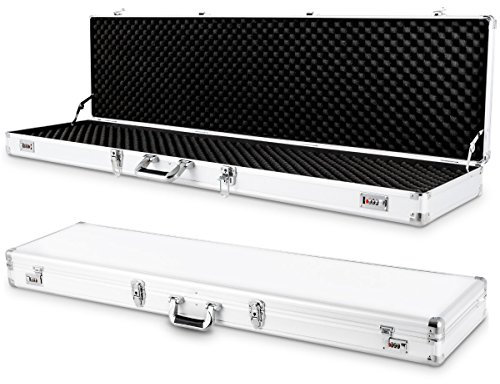 COSTWAY Waffenkoffer Gewehrkoffer Munitionskoffer Jagdkoffer Alukoffer, Pistolenkoffer abschließbar, Flintenkoffer Aluminiumlegierung, Waffe Langwaffe Koffer 134x35x12cm (Weiß)