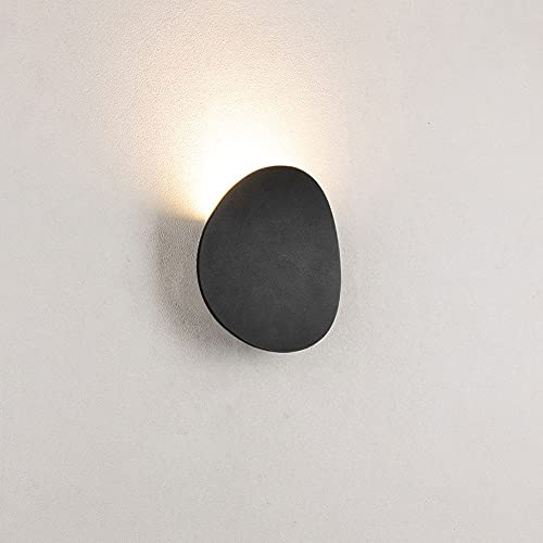 WFZRXFC Aplique de Pared de Exterior Simple Redondo Plano Aplique pequeño Empotrado en Blanco y Negro Lámpara de Pared Impermeable de Aluminio Fundido Mate Luz cálida 3000K luz Arriba y Abajo