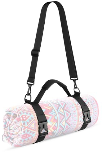 Cosmos Portable Yoga Mat Strap Mat Sling Picnic Blanket Strap with Adjustable Shoulder Strap & Handle for Festivals Picnics Camping Motorcycle Bedroll Pilates