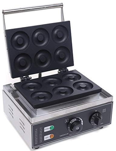 Donutmaker HaroldDol - Máquina para hacer donuts (6 donuts, 1550 W, acero inoxidable, revestimiento antiadherente)