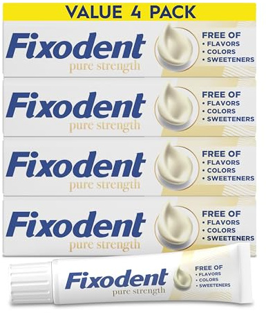 Fixodent Pure Strength Secure Denture Adhesive 2.4oz (Pack of 4)