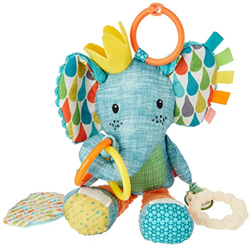 INFANTINO Go Gaga Elephant multi-activités, jouet éveil sensoriel, anneau de dentition, clip landau et poussette, dès la naissance 316553