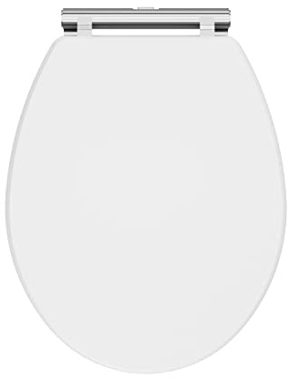 nuie CLA199 Classique Traditional Bathroom Soft Close Wooden Toilet Seat, 451mm, Satin White