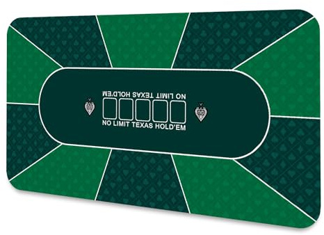 LaiEr Poker Mat 10 Players Texas Hold'em Poker Rubber Mat Poker Topper for Tables Folding Portable Poker Table Top Layoutw for Poker Games Blackjack Casino(160 * 80 * 0.2cm,Green)