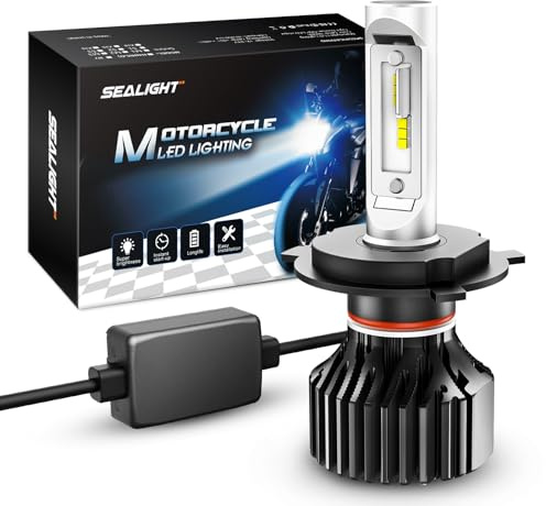 SEALIGHT ATV H4 Motorcycle Bulbs, Design For Powersport and Motorcycle Bike Bulb, 22000LM H4/9003/HB2 Motorbike Bulb, Plug and Play or Fog Lights - 1 Pack, White