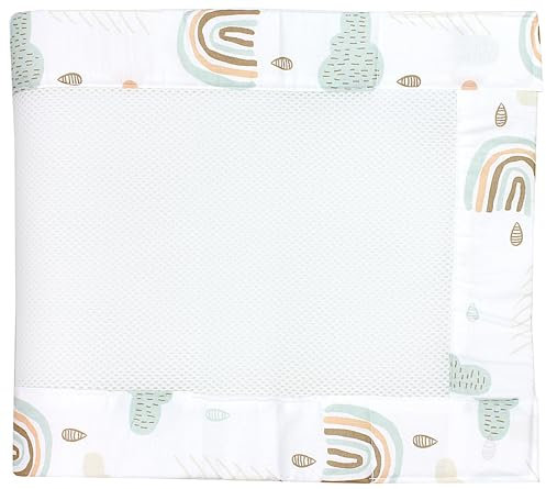 TupTam Bettumrandung Babybett 3D Mesh Nestchen – Gitterstäbe Schutz Netz 2er, Farbe: Regenbogen Wolken, Größe: ca. 128 x 30 cm (für Babybett 140x70)