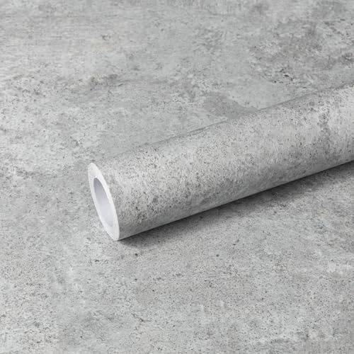 Abyssaly Vinilo Adhesivo Muebles Gris, Papel Adhesivo para Muebles Cemento, Vinilo pared Decorativo Efecto Encimera Cocina Mesa Baño Dormitorio 60cm X 600cm