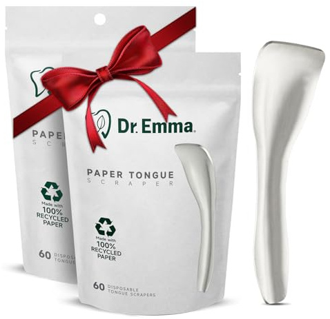 Dr. Emma Tongue Scraper, 120 Count, Disposable Tongue Cleaner for Adults, Paper Hygienic Scraper, Clean Tongue, Promote Fresh Breath (Pack of 2)