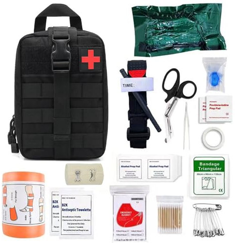 PLLYPE Erste Hilfe Set outdoor militär, 46 Stück first aid kit Military, Erste Hilfe Trauma Set, Medizinische Taktische Tasche, für Outdoor-Camping, Zuhause, Auto und Abenteuer