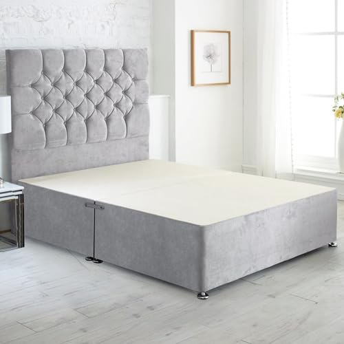 ComfoRest Durable 4FT6 Double Divan Bed No Drawer - Seal Grey Naples | British-made sturdy frame, 136.5 x 190.5cm for a comfortable, restful night's sleep, designed for lasting comfort and...