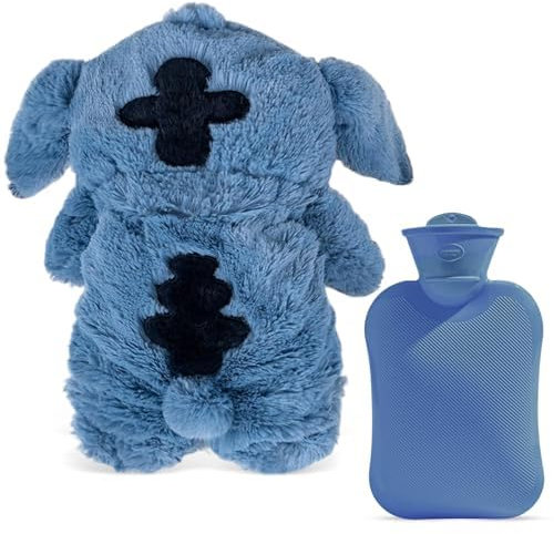 Bolsa Agua Caliente, Sti-tch Winter Extra Large Plush Botella de Agua Caliente, Bolsa de Agua caliente para Niños, Bolsas Agua Caliente Peluche, Para Niños,Bebés,Adultos,Regalo Calidez (Azul)