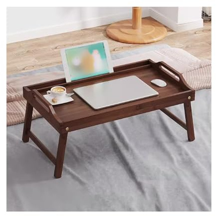 YPIOUREN SäNgbricka FöR Att äTa Frukost，Bambu KnäBord，Bambu SäNgbricka Bord，HopfäLlbart Laptopskrivbord，MiljöVäNligt Material, Tjockt Material, Flera AnväNdningsområDen(Brown,40 * 30CM/15.7 * 11.8in)