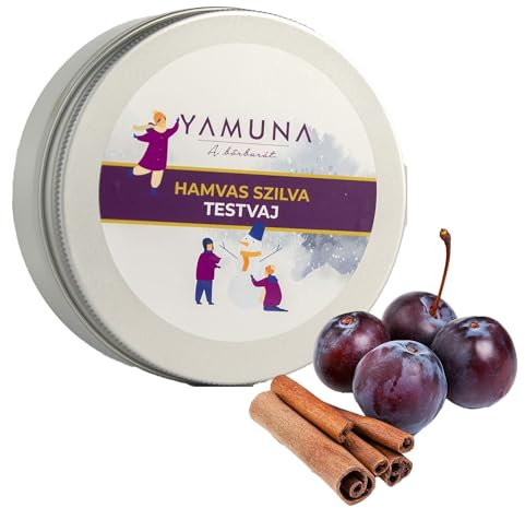 YAMUNA NATURAL BEAUTY-Körperbutter Luxuriöse, Pflege mit Sheabutter & Kakaobutter für trockene Haut.Spendet intensive Feuchtigkeit, ein seidig-weiches, geschmeidiges Haut(50 ml, Pflaume mit Zimt)
