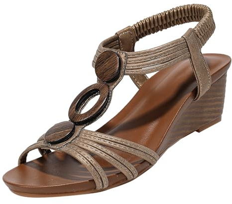 Genérico Sandalias Mujer de Cuña Abiertas con Estilo Romano Retro Sandalias Elegantes y Casuales con Tacón para Verano