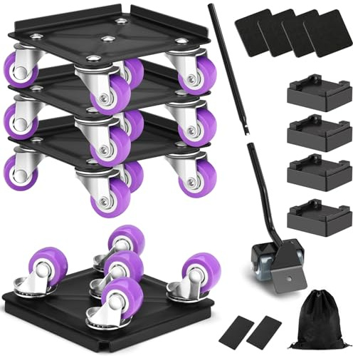 Heavy Duty Furniture Dolly with 5 Wheels, Carbon Steel Furniture Lifter Mover Tool Set, Rotatable Moving Dolly, Furniture Lift Kit for Easy Moving Furniture, Maximum Load 1200 LBS