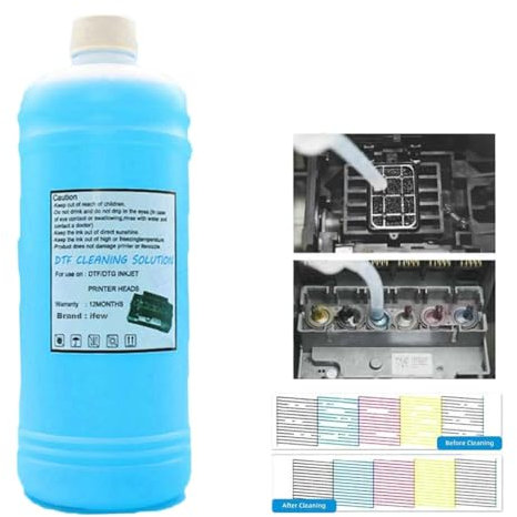 PZPSEQGM DTF -Tintenlösung und Druckkopfreiniger -Kit kompatibel mit L800 L805 L1800 L8050 L18050 Drucker Flüssigreinigungssystem(250ML Blue)