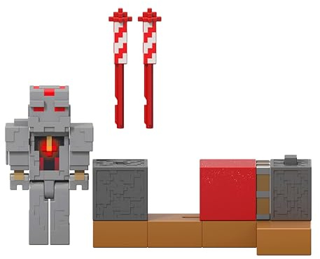 Mattel Minecraft Redstone Charged Series Action Figure & Accessories, Protector’s Firework Launcher Set with Launch Feature, 3.25-inch Scale Collectible Toy