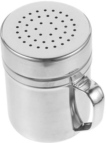 Luxshiny Espolvoreador de Polvo Inoxidable con Asa Dosificador de Especias y Condimentos para Cocina y Repostería Mediano