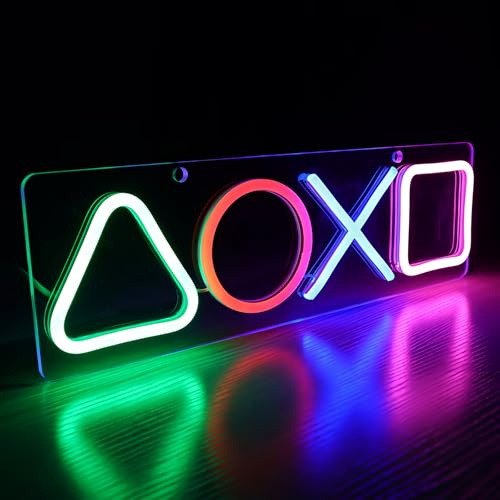 EleBikk Neón LED Gaming, Game Luz de Neón, Game Señal de Ne-ón, Deslumbrante y Colorida Luz Decorativa de Estilo de Juego, Imprescindible para Bares/Salas de Juego/Tiendas de Jue-go Chic