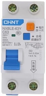 NXBLE-63Y 6A 16A 32A 40A 63A 10mA 30mA 0.01A 1P + N RCBO Interruttore automatico di corrente residua Interruttore differenziale di sovracorrente(10mA 1P 1N,32A)