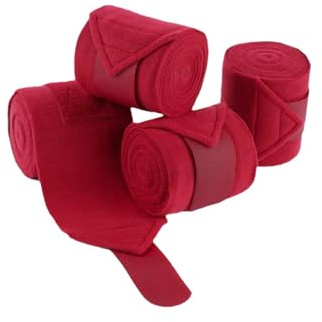 SZLIFE 4 Pezzi di Fasce per Le Gambe del Cavallo in Morbido Pile, Fasce protettive Professionali Traspiranti per Le Gambe del Cavallo, Cinghie per, Rosso