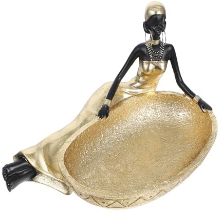 UTHCLO Bandeja para Joyería Vintage de Resina Sintética Estilo Africano Plato Decorativo Multifuncional para Guardar Anillos y Baratijas Organizador Práctico para Oficina y Tocador 1