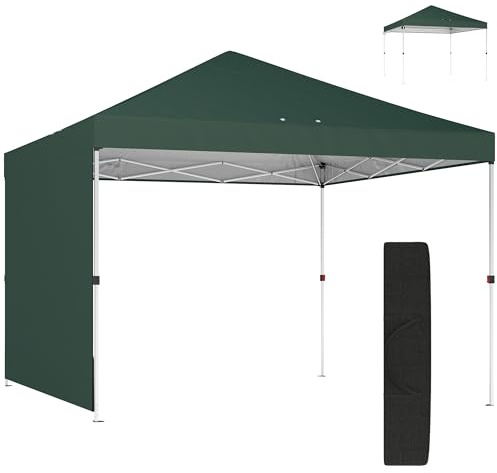 Outsunny Carpa Plegable 3x3 m Pop-up con Pared Lateral, UPF50+, Verde