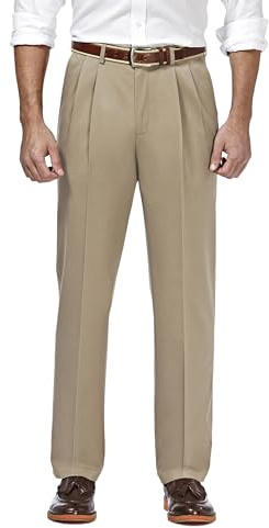 Haggar Men's Premium No Iron Khaki Classic Fit Pleat Front Casual Pant (Regular and Big & Tall Sizes) Casual Pants