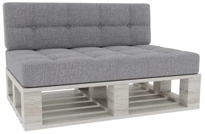 Gutekissen® Coussin de Palette Extérieur – Confort en Mousse pour Salon de Jardin, Terrasse, Balcon PFG (Set (Coussin d'assise 120x80 +Dossier 120x40), Gris)