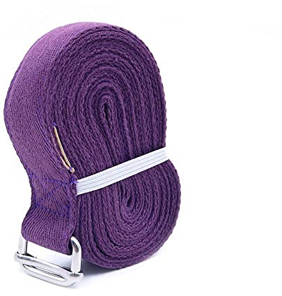 Shiwaki Cinturón de Yoga de algodón,Correa de Yoga de 8 pies/244 cm para Estirar la Correa de la Correa de Yoga,Correa de Estiramiento de Yoga con Hebilla de Anillo en D Ajustable - Púrpura