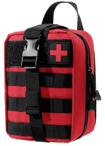 Kyrio Borsa di Pronto Soccorso, Tasca Molle Tattica Pacchetto Medico all'aperto, Borsa per Attrezzi EMT Rip-Away per Medicina, Pacchetto di Strumenti di Salvataggio per Arrampicata, Rosso