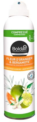BOLDAIR - Destructeur d'odeur et parfumants d'intérieur - Format compressé - parfum fleur d'oranger et bergamote - sans retombées - Flacon 100% recyclé - écologique - 250ML - Fabrication française