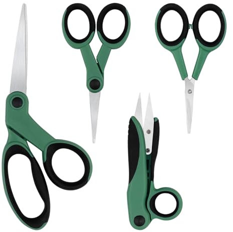 Rseuphiee 4 Stück Schere, Scheren Set aus Edelstahl, Multifunktionale Schere mit weichem Griff, Scharfe Scherenset, Bastelschere für Zuhause Schule und Büro(schwarz-grün)