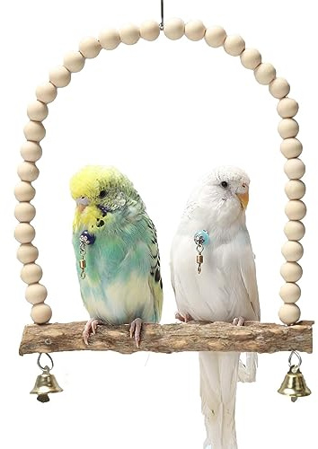 Zankie Parrot Perch Swing - Hangings Bell Stand and Perches for Parrots | Conures Perches Swings Cage Toys for Parakeets, Budgies, Cockatiels, Conures