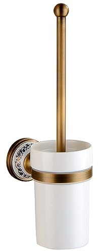 Escobilla de Inodoro con Soporte para baño, Bronce Antiguo, Montaje en Pared, Accesorios de baño, diseño de Porcelana