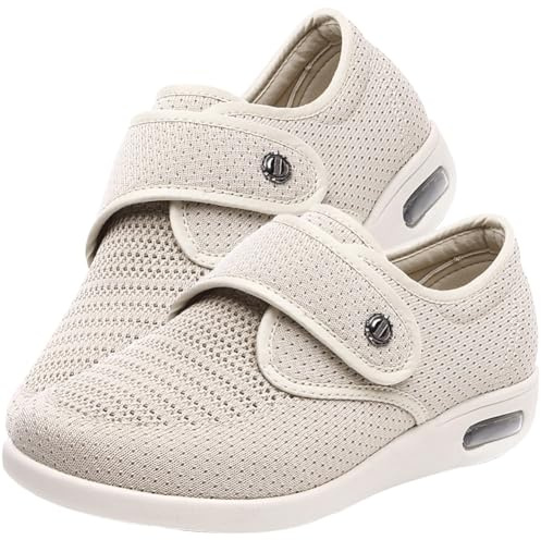 Scarpe speciali per alluce valgo da donna, scarpe da ginnastica, speciali per camminare, scarpe extra large, da donna, antiscivolo, comode (colore: beige, taglia: 37 EU)