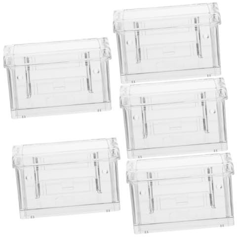 NUOBESTY 5Er-Box Transparente Visitenkartenbox acryl kartenhalter kartenständer acryl Geschäftskartenhalter Kartenhalter für den Schreibtisch Visitenkartenhalter Kartenregal staubdicht Base