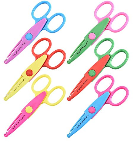 Tijeras infantiles hechas a mano de encaje de 5 pulgadas, tijeras de arte para estudiantes, tijeras para niños, tijeras divertidas hechas a mano, tijeras divertidas para cocina arcoíris (rosa intenso,