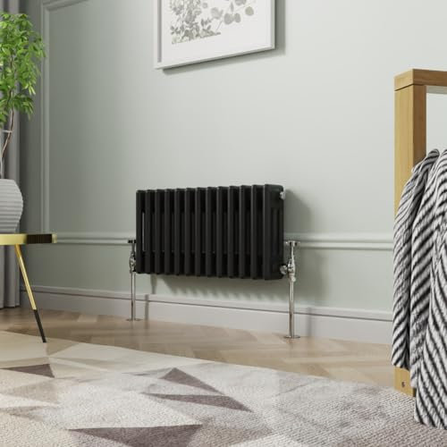 NRG Traditional 3 Column Radiator Horizontal Cast Iron Style Centre Heating Black-300x605mm