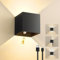 Lureshine Akku Wandleuchte Innen Mit Bewegungsmelder,3000K LED Wandlampe Akku DIY Einstellbar Strahlform,Wandleuchte USB Aufladbar Kabellos Dimmbar Schwarz Aluminium für Schlafzimmer Wohnzimmer