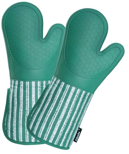 Alselo Silicone Oven Mitts Heat Resistant 932℉ with Waterproof & Non-Slip