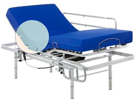 Geriafy – Letto elettrico con gambe regolabili in altezza e materasso HR Professional | Fodera impermeabile | 90x190 cm + sponde