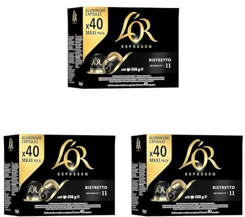 L'Or Espresso Café Cápsulas Ristretto - 40 Cápsulas Compatibles Nespresso (Paquete de 3)