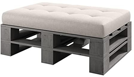 Lermowood Palettenmöbel Mp Hocker 120 x 80 x 30 cm Grau | Europaletten Indoor und Outdoor Lounge Gartenmöbel Holz Gartenmöbel Set Lounge Möbel Terrasse Balkon Loft Stil Paletten