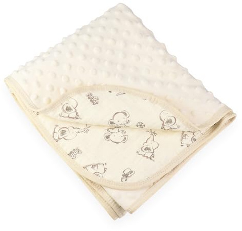 Hivia Couverture Naissance Carre Coton Bébé, Couette Polaire Douce et Respectueuse de la Peau|Éléphant
