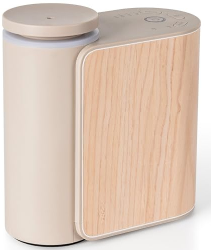 ZMARKRAFT Diffuseur d'huiles essentielles sans eau avec couvercle en bois massif, 3 minuteries, 2 modes de brume, double diffuseur d'arômes liquides silencieux, diffuseur de parfum portable sans eau
