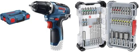Bosch Professional 12V System Akku Bohrschrauber GSR 12V-35 (inkl. L-BOXX, ohne Akku/Ladegerät) + 35x Extra Hard Schrauberbit‑ und CYL-3 Bohrer-Set, 35‑tlg. (197 x 110,5 mm, Professional Zubehör)