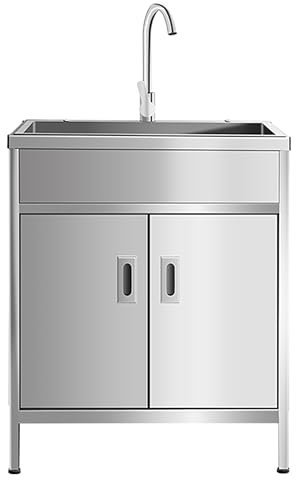 Lavello da cucina autoportante in acciaio inox Lavello da cucina Lavanderia Stazione di lavaggio Lavandino ad angolo per casa e garage Vasca singola 68 x 45 x 80 cm Design durevole e salvaspazio