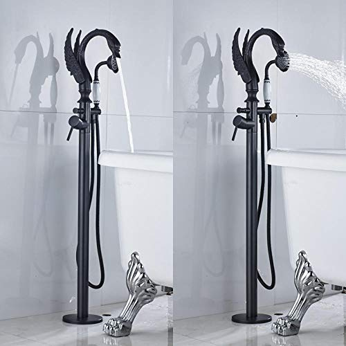 BOSHYUM Robinet de Baignoire sur Pied à poignée Unique avec douchette à Main, mitigeur de Baignoire en Laiton Massif