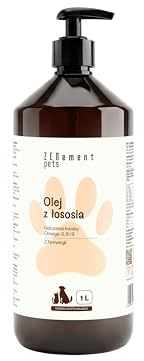 Olio di Salmone 100% Naturale per Cani e Gatti – Origine Norvegese, Omega-3, 6 e 9 con EPA, DHA e DPA – Pelle, Pelo e Articolazioni – 1000 ml con Dosatore – Zenement Pets